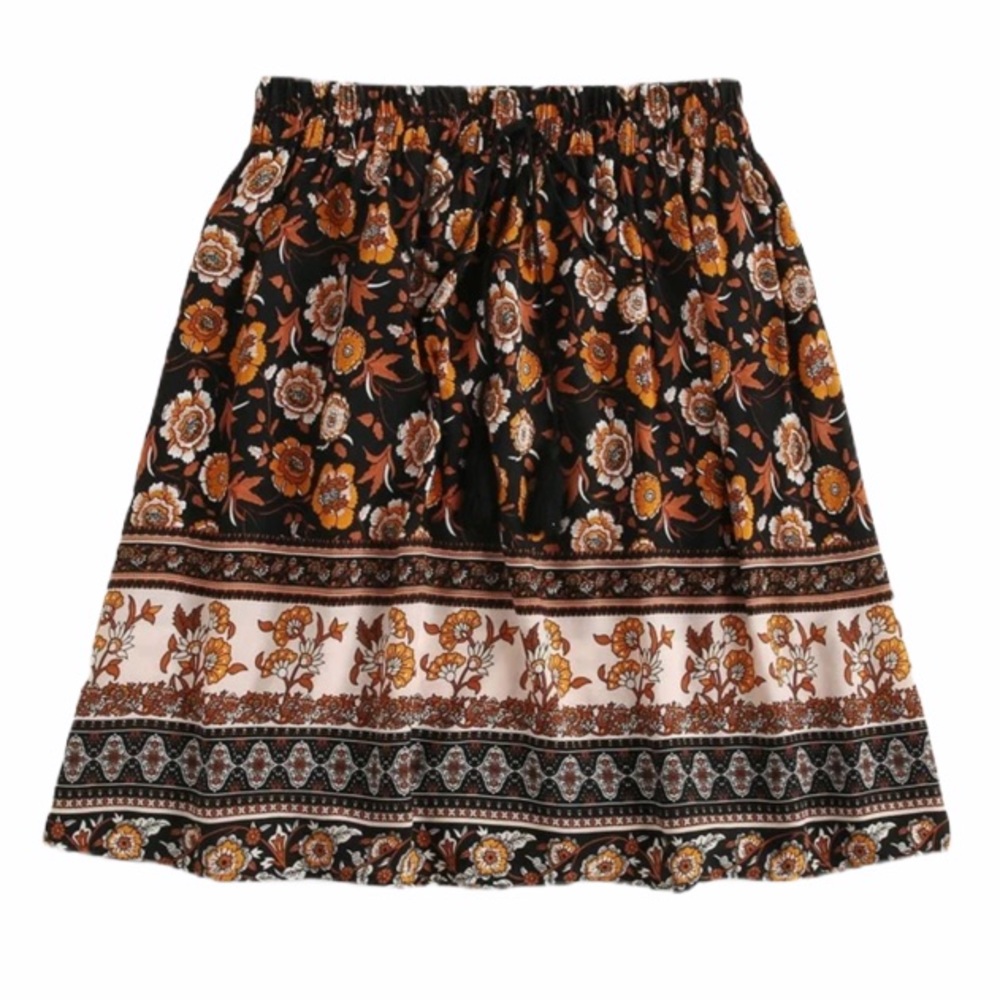 Boho PLUS tribal floral tassel skirt - Picture 5 of 5